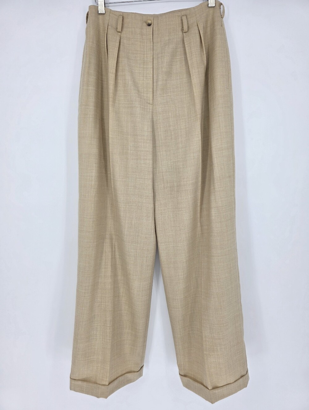 Jones New York 100% Wool Wide Leg Trousers Size‎ 10 Beige Tan NWT